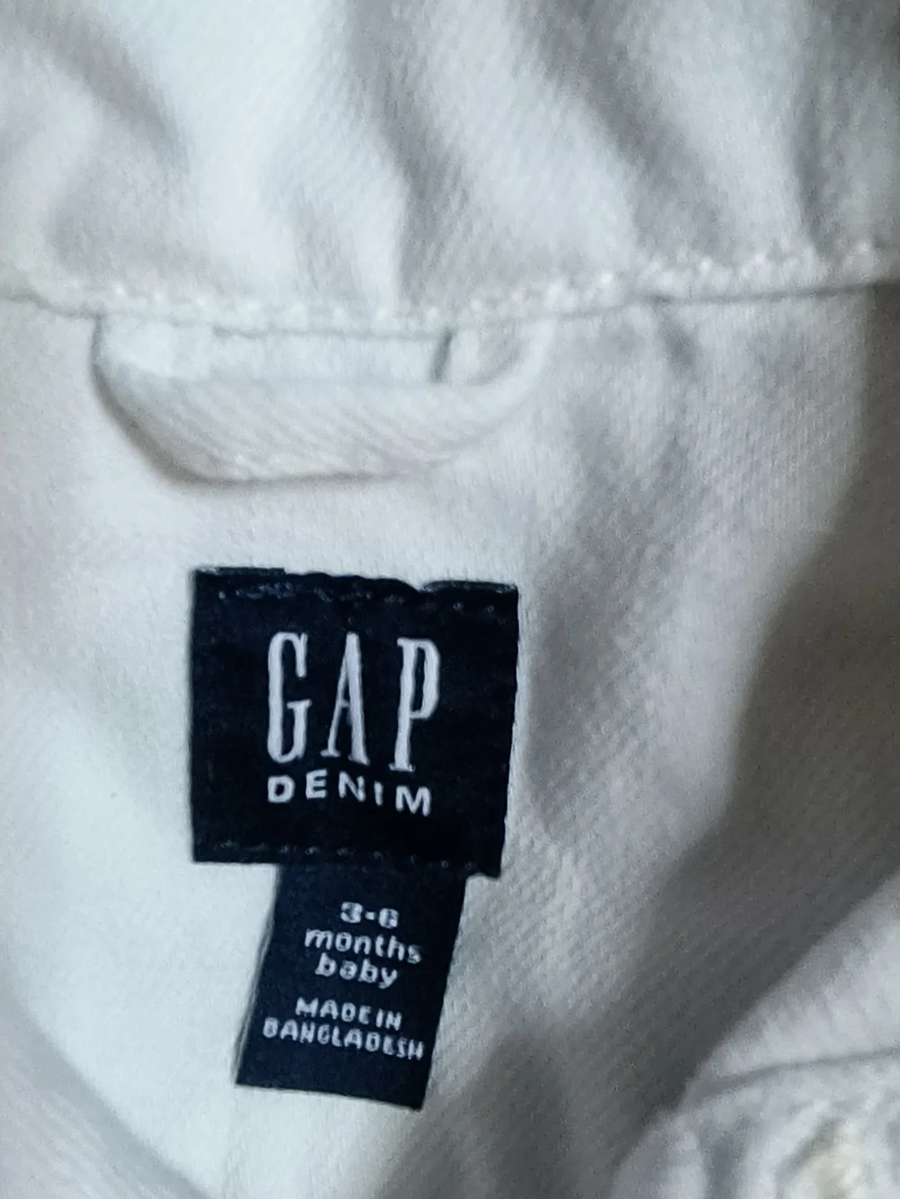 Cotton denim jacket, Baby Gap white jean jacket, toddler size 0/6 months